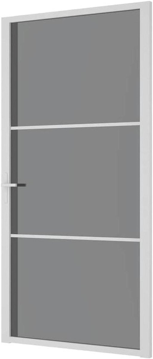 Binnendeur met Glas - Glasdeur Aluminium - Kamer Overgang - Getemperd Glas - 1025x2015 cm - Wit