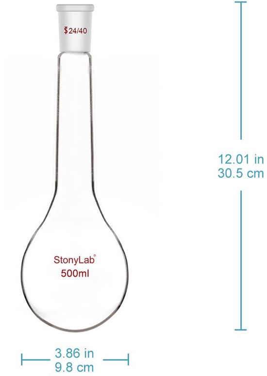 Kjeldahl Kolf - Lab Fles - Stikstof Bepaling - Zware Muur - 500 ml - Transparant — afbeelding 4