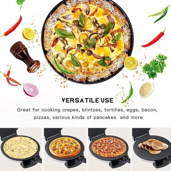 Roti Maker - Chapati Maker - Diverse Gerechten Maken - Verstelbare Temperatuur - 10 inch - Zwart — afbeelding 2