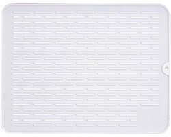 for FACULX Non Slip Silicone Sink Mat, Silicone Drying Mat, Non Slip Sink Mat 40x30cm, Heat Resistant Mat for Non-Slip, for Countertop, Sink Refrigerator Drawer Liner (White)