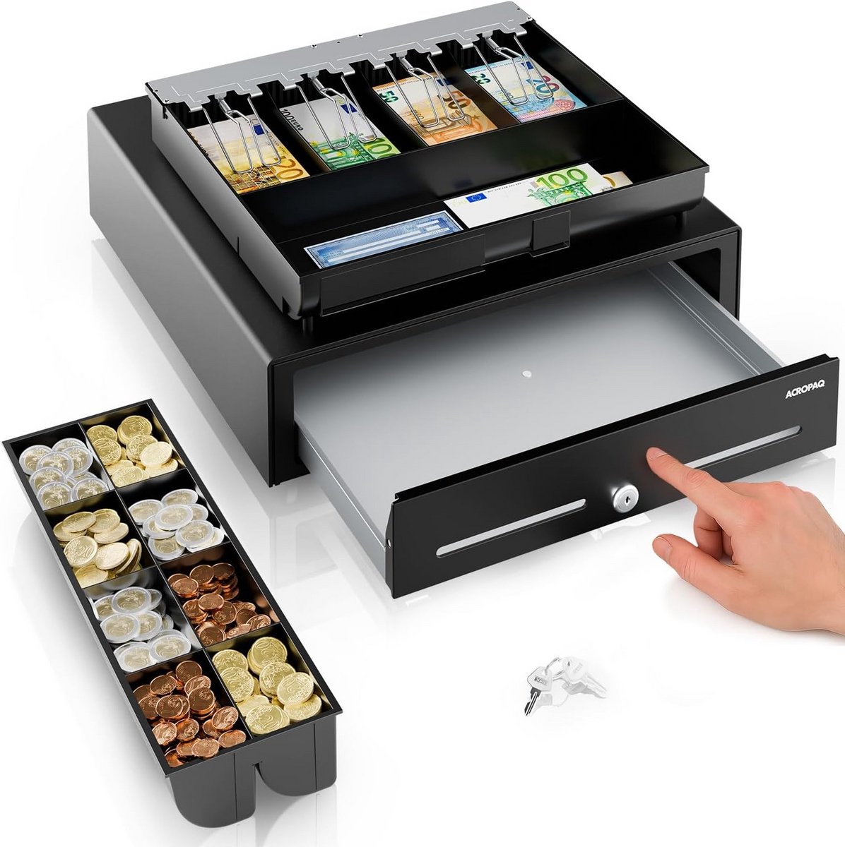 Kassalade - Geldlade - Geld Beheren - Handmatige Drukopening - 42 x 41 x 10 cm - Zwart