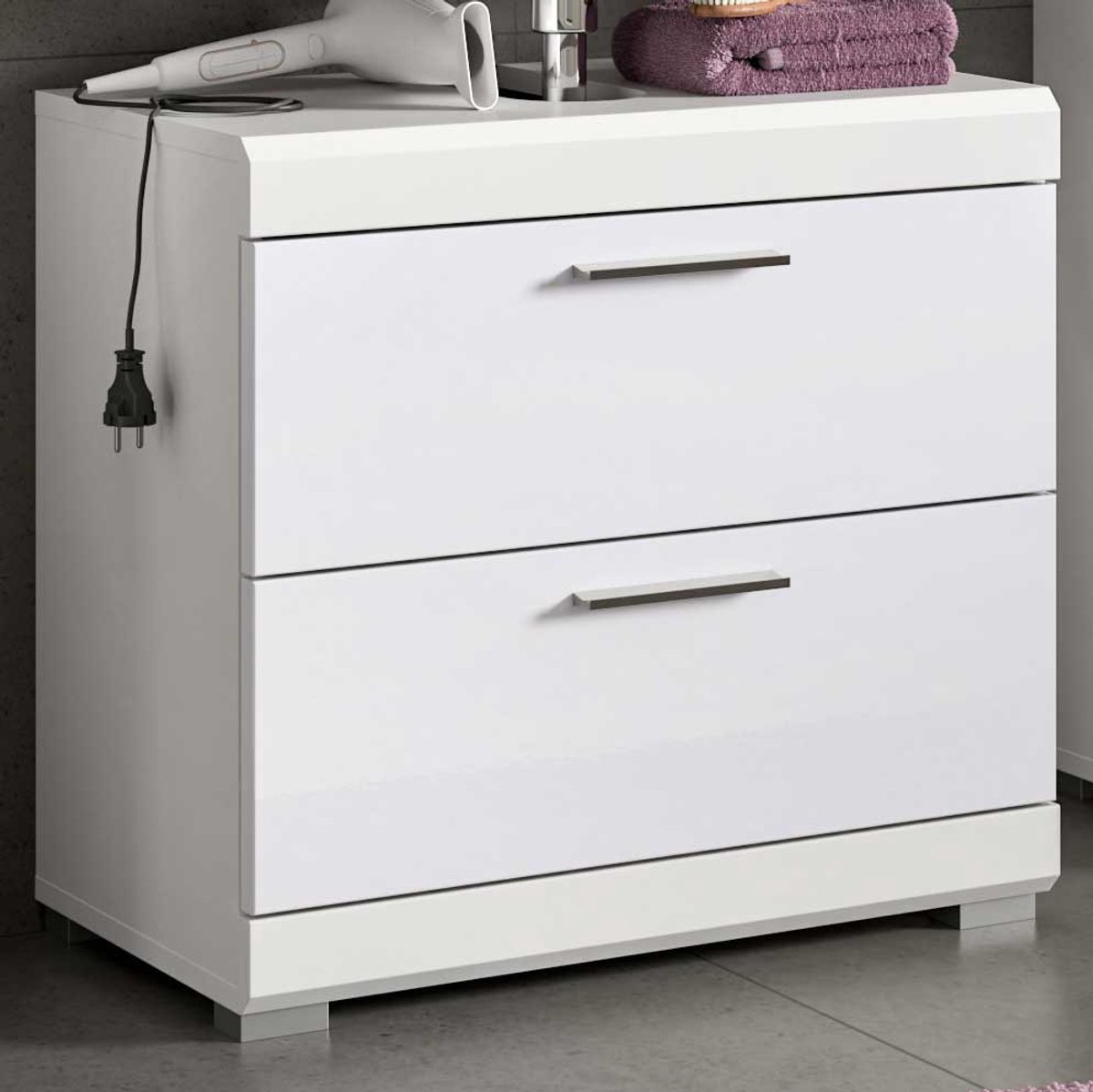 Badkamermeubel Scout Xonox - Wit Imitatie - 60x56x34 Cm - Xonox - Badkamer Enkele Wastafelonderkast - Wit - Spaanplaat