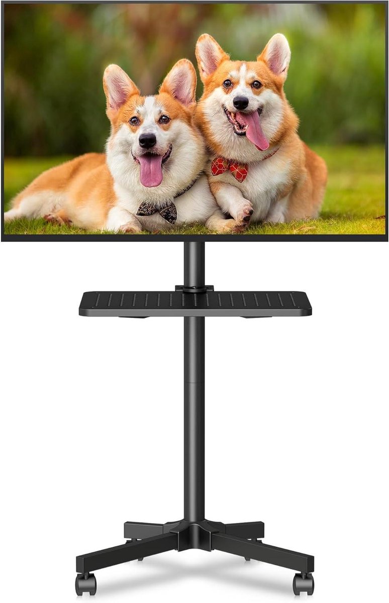 Verrijdbaar TV Meubel - TV Trolley - Flexibel Kijken - Hoogte Verstelbaar - 21-60 inch - Zwart