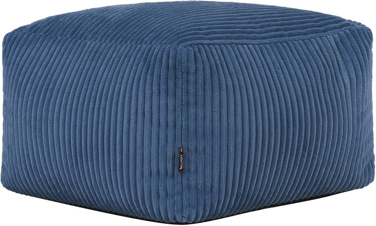 Zitkussen Poef - Voetenbankje - Ontspannen Zitten - Zachte Corduroy Stof - 40x40x24 cm - Denim Blauw