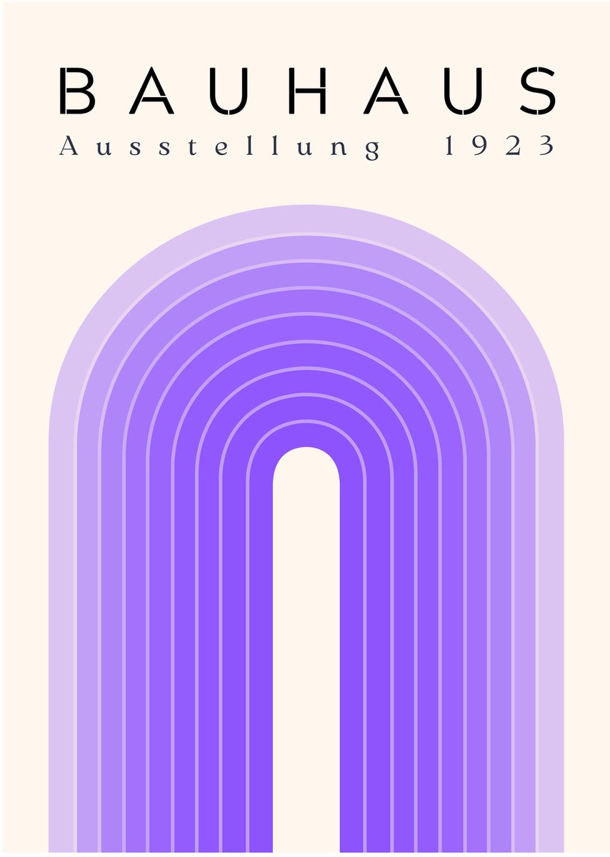 Bauhaus Poster 1923 Concentrische Bogen 100x140 cm - Dibond Wanddecoratie Premium Aluminiu
