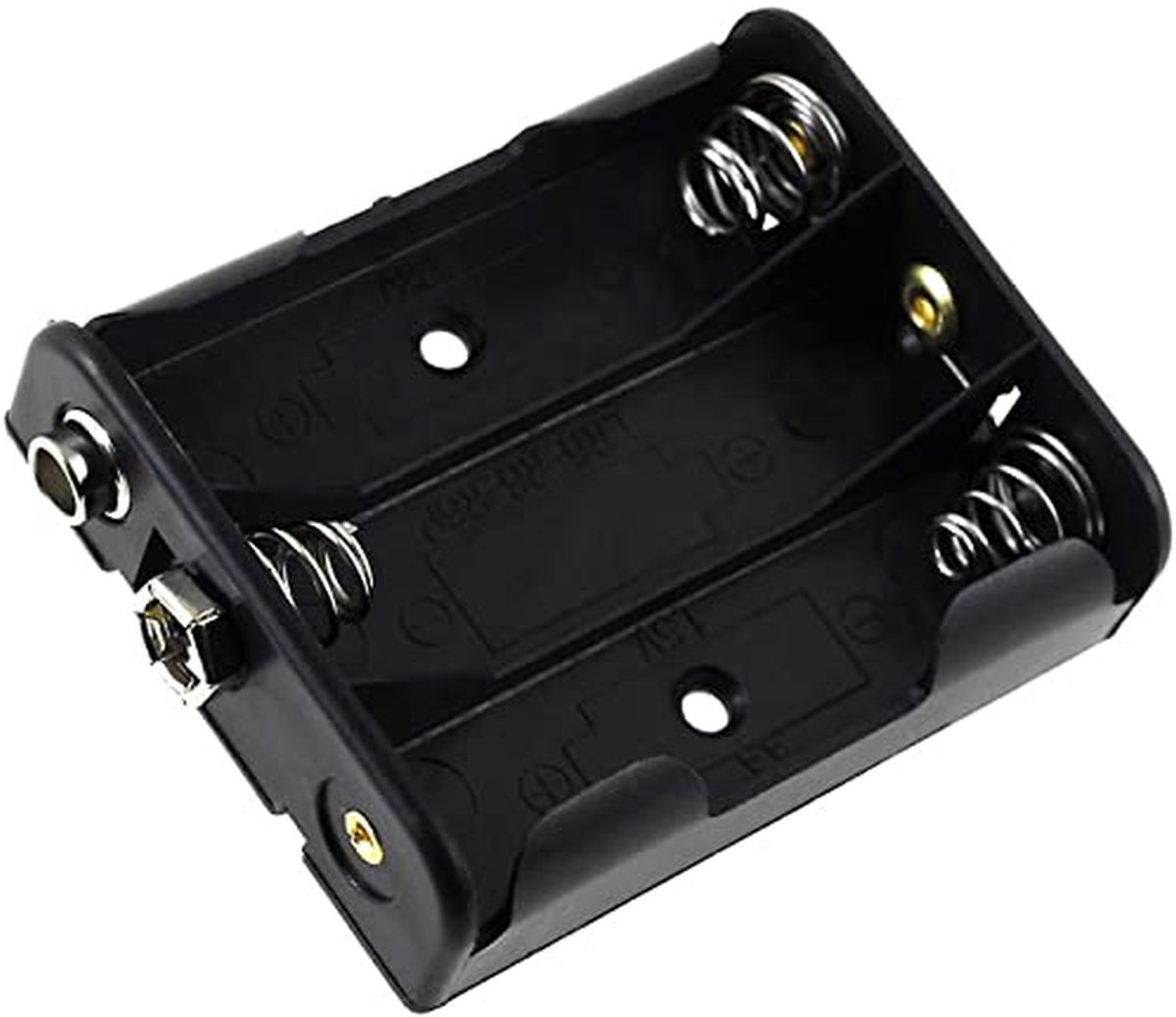 Batterijhouder AA - Batterijbox Opslag - Apparaten Voeden - Clip-Aansluiting - 3 Batterijen - Zwart
