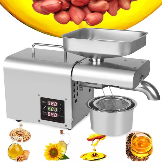 Olie Pers Machine - Zaden Olie - Verse Olie Maken - Automatische Temperatuurregeling - 610W - Zilver — afbeelding 3