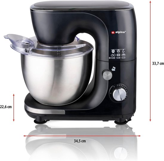 Keukenmachine - Mixer Kom - Bakken En Koken - Met Kom Verlichting - 5 Liter Kom - Zwart — afbeelding 5