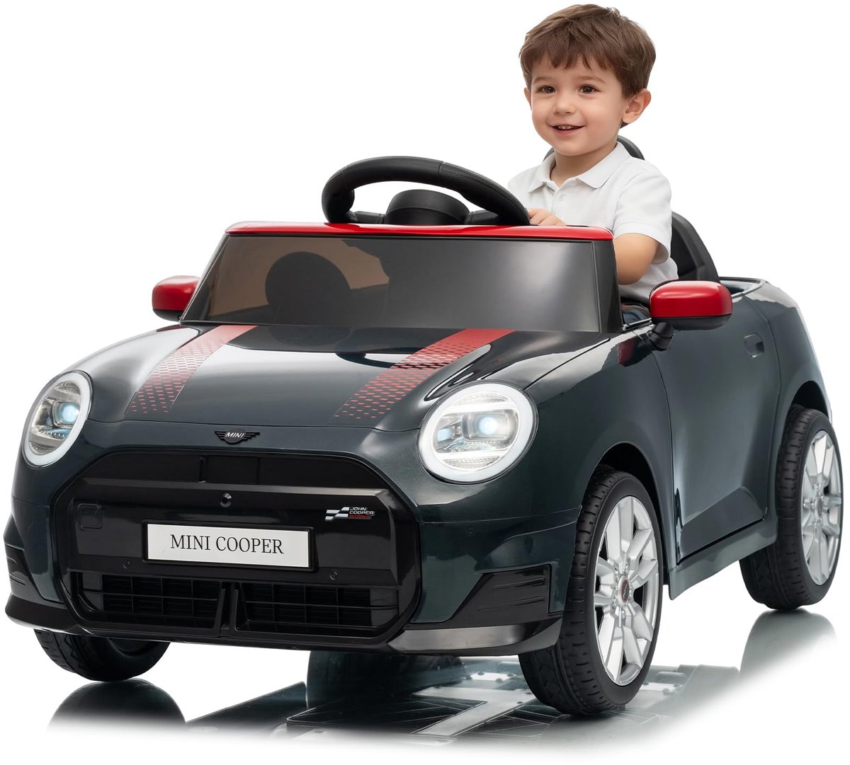Triumpunpre - Kinder Elektrische Auto 12V - Afstandsbediening - LED & Muziek - Claxon (Zwart, Vanaf 3j)