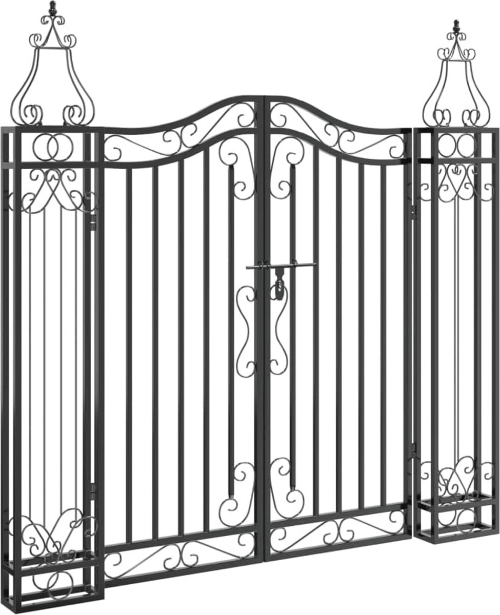 Tuinpoort - Dubbele poort - Terras afscheiden - Roestbestendig smeedijzer - 121 cm - Zwart