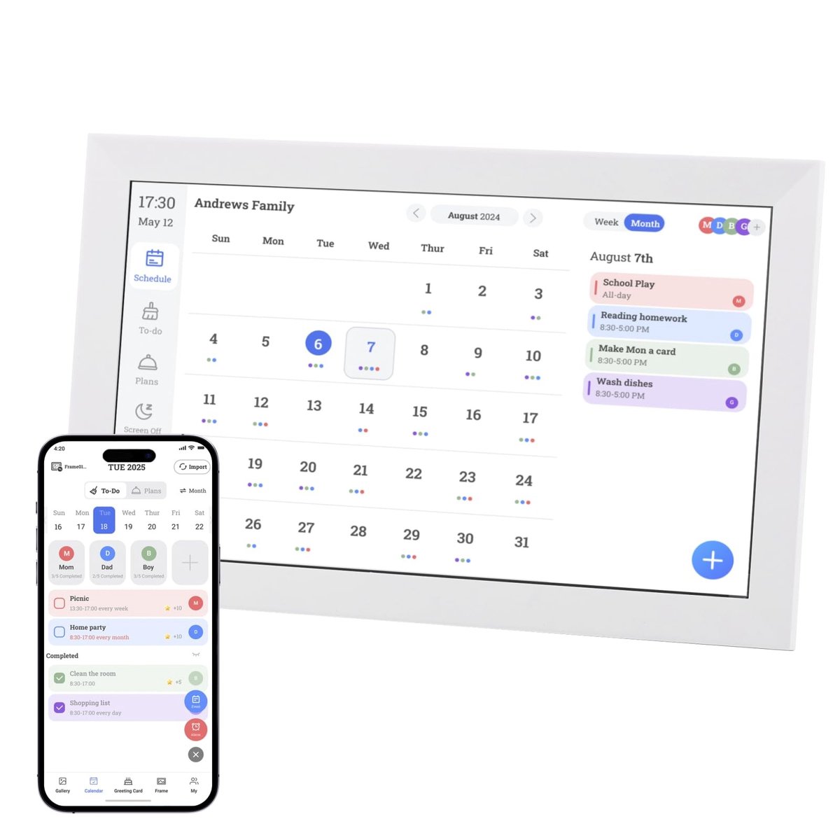 Dailygoods- Digitale Kalender 15,6" - Slimme Gezinsplanner - Touchscreen Wandplanner - Medicatieherinnering - Kalendersynchronisatie - Uitbreidbaar Geheugen