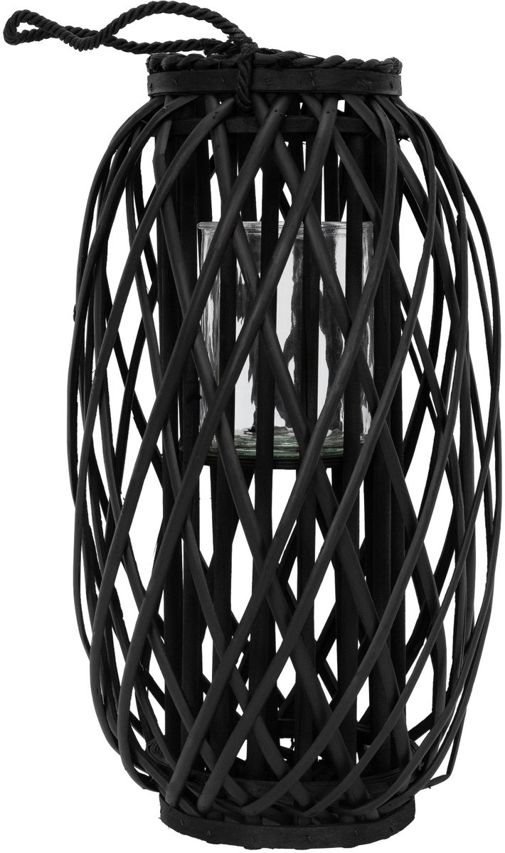 Lantaarn Ried met handvat 50 x Ø 28 cm zwart