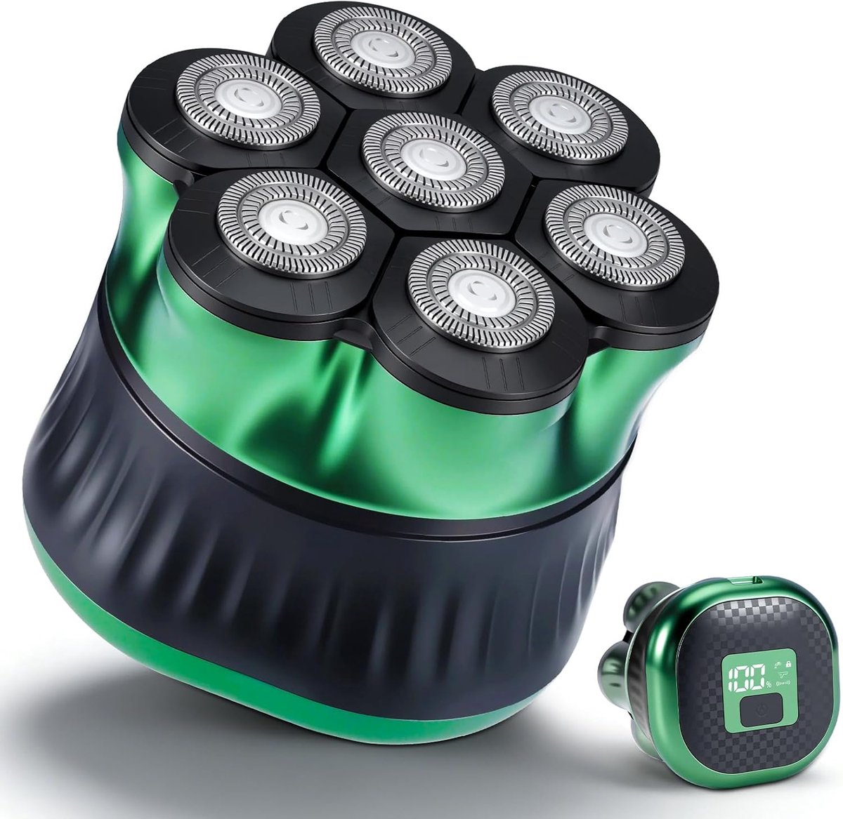 Elektrische Schedeltrimmer - Gezichts Scheerapparaat - Precisie Scheren - 7D Zwevende Kop - 120 Min Gebruik - Groen