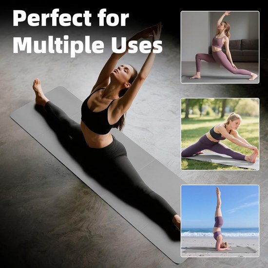 Opvouwbare Yogamat - Draagbare Fitnessmat - Thuis Sporten - Dubbelzijdig Antislip - 183 x 61 cm - Grijs — afbeelding 5