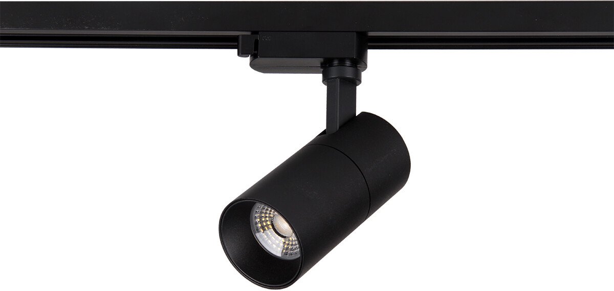 LED Railverlichting - Track Spot - Exotro Pina - 1 Fase - 20W - Warm Wit 3000K - Mat Zwart - Rond - Aluminium