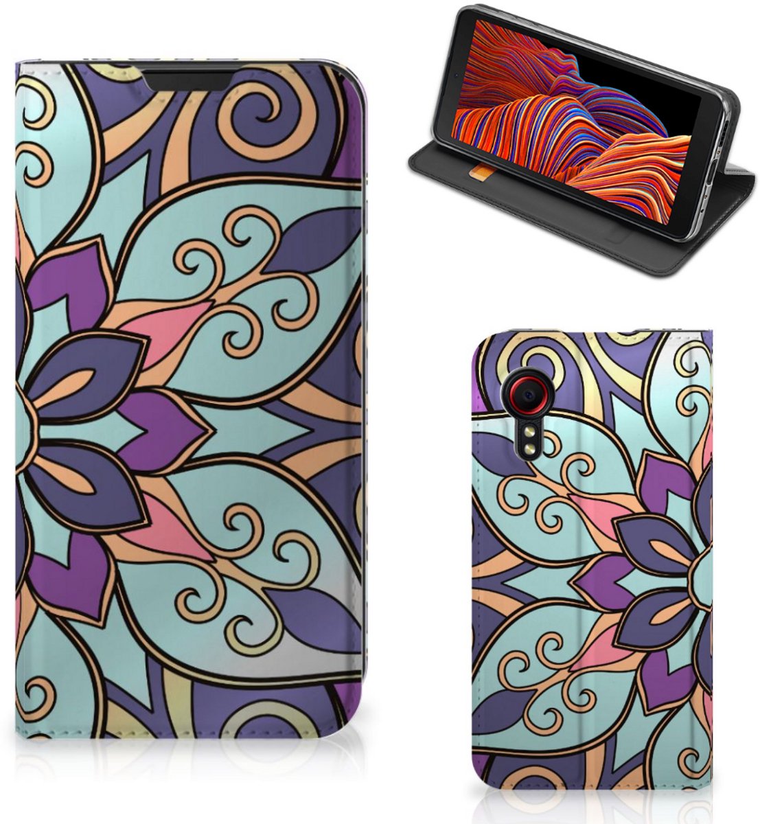Samsung Galaxy Xcover 5 Smart Cover Purple Flower
