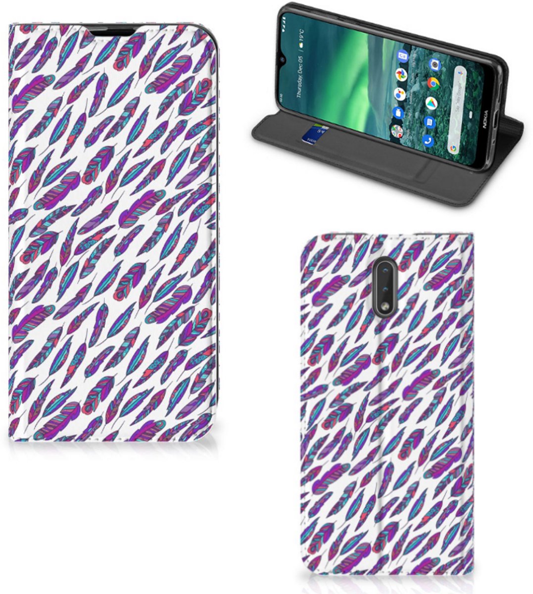 Nokia 2.3 Hoesje met Magneet Feathers Color