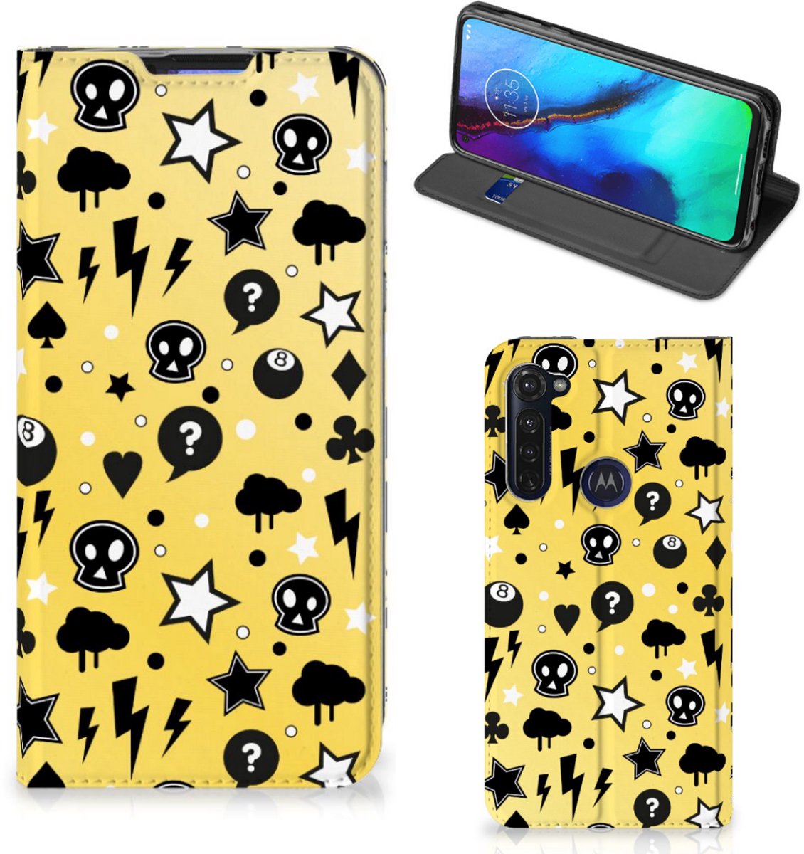 Mobiel BookCase Motorola Moto G Pro Punk Geel