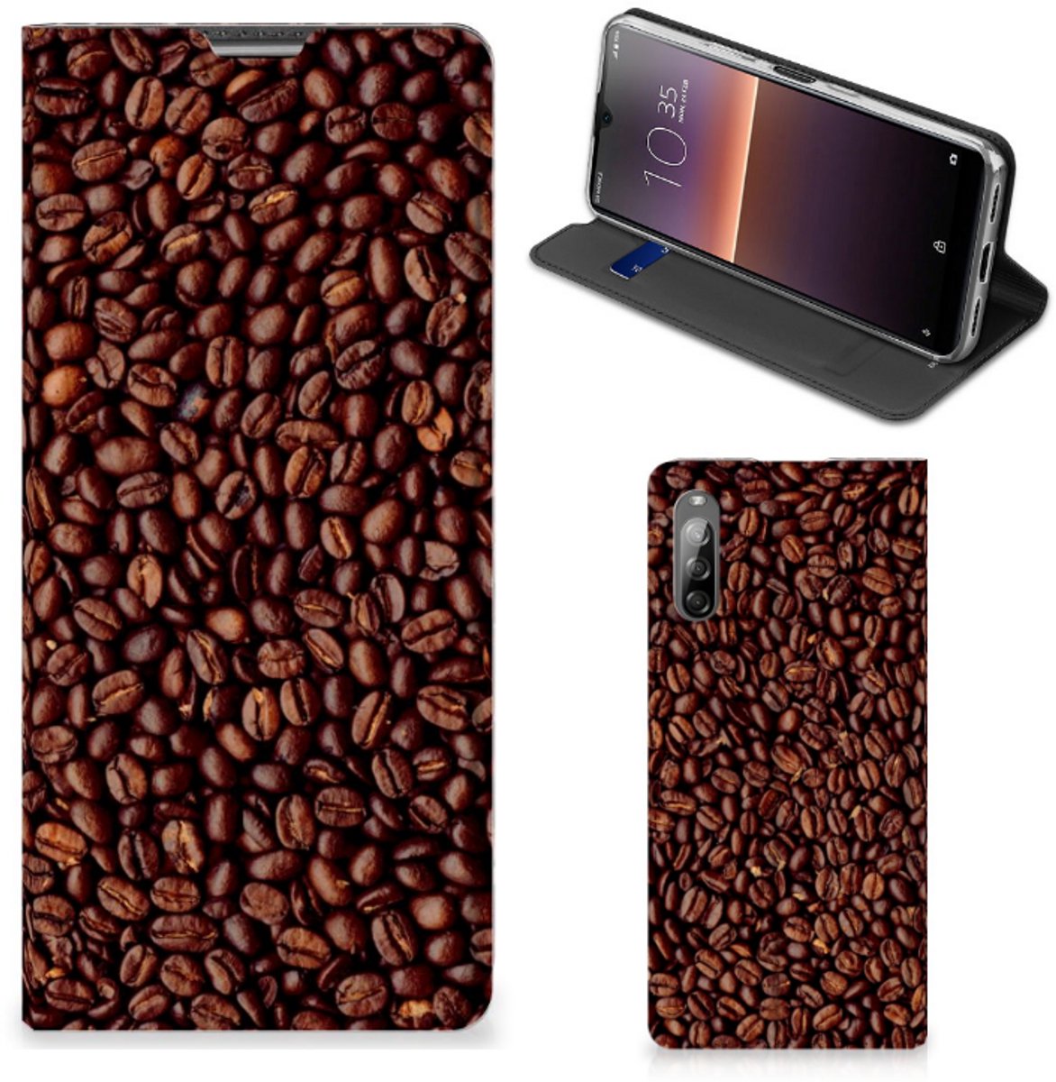 Sony Xperia L4 Flip Style Cover Koffiebonen
