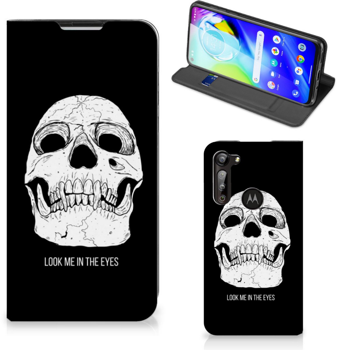 Mobiel BookCase Motorola Moto G8 Power Skull Eyes