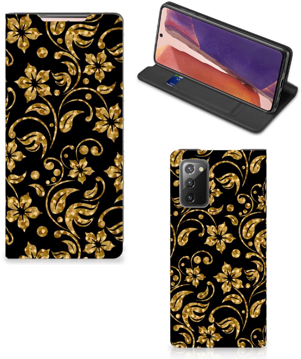 Samsung Galaxy Note20 Smart Cover Gouden Bloemen