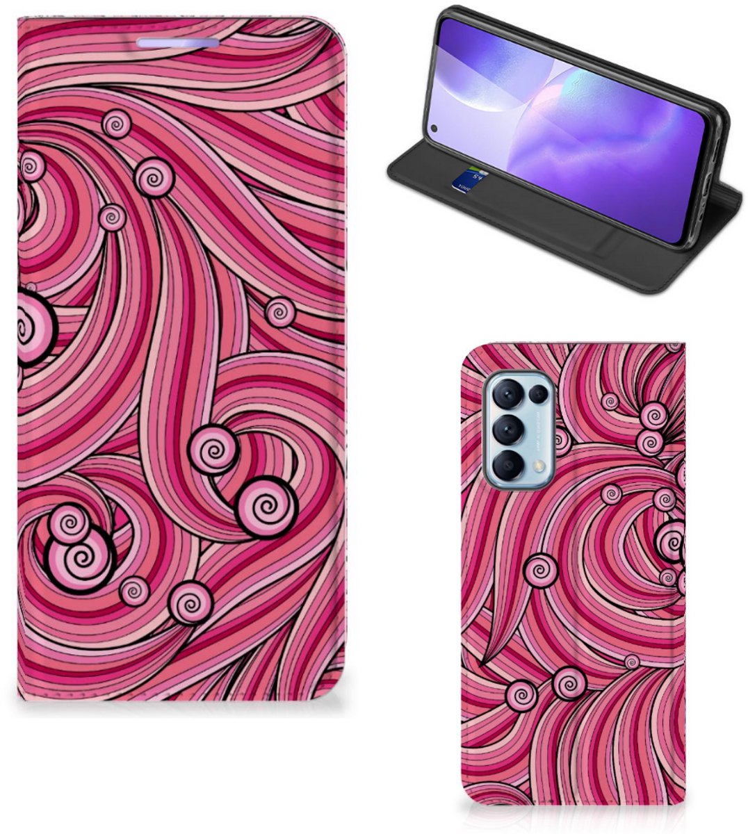 OPPO Find X3 Lite Bookcase Swirl Pink