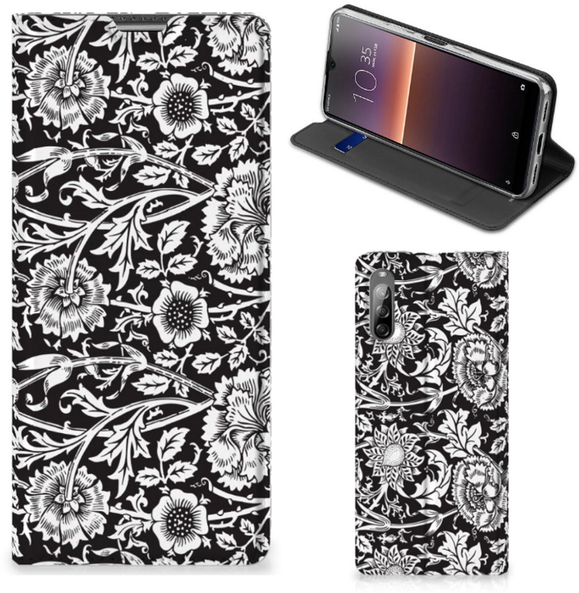 Sony Xperia L4 Smart Cover Black Flowers