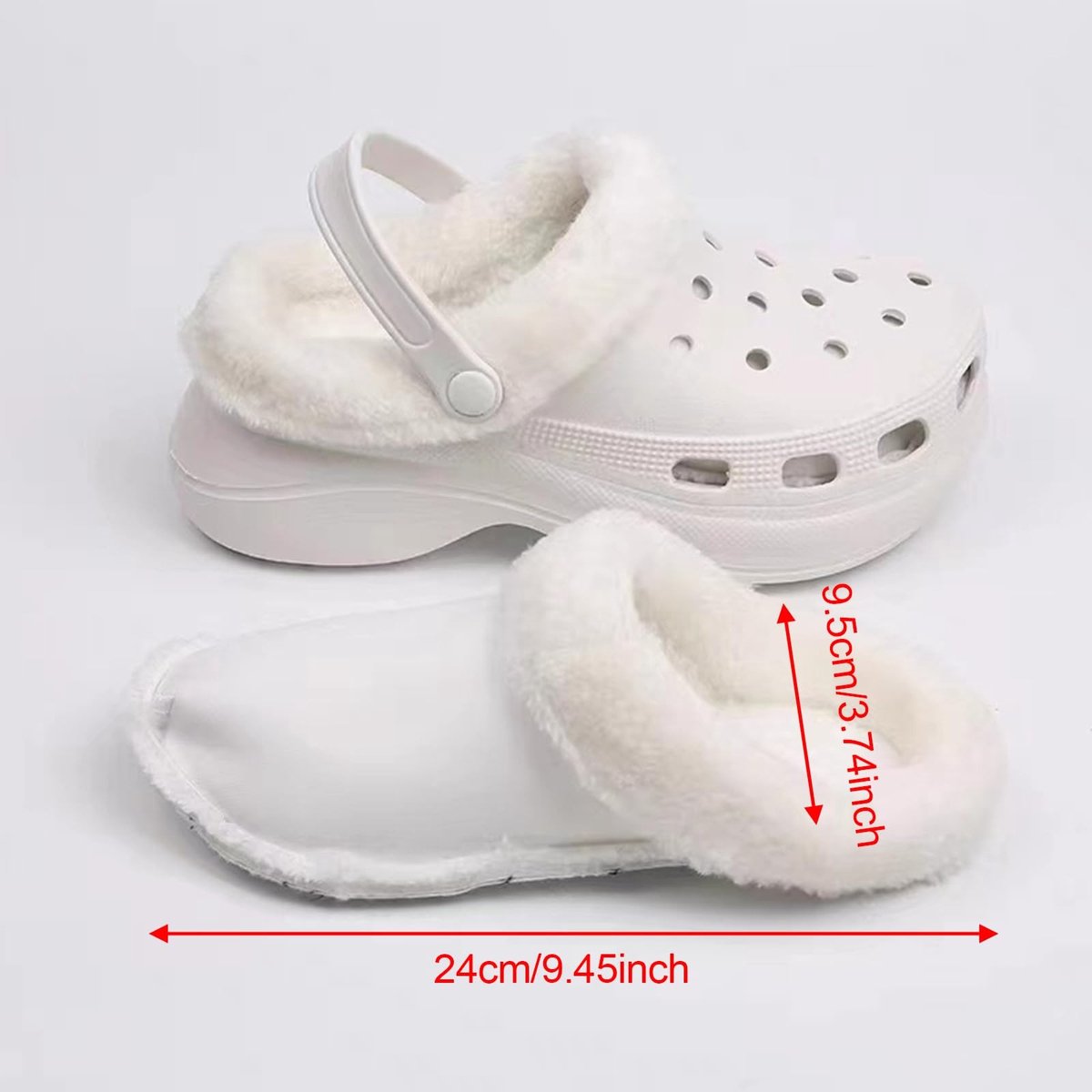 Crocs Clogs Vervangende Inlegzolen met Witte Bontvoering - Warm en Comfortabel
