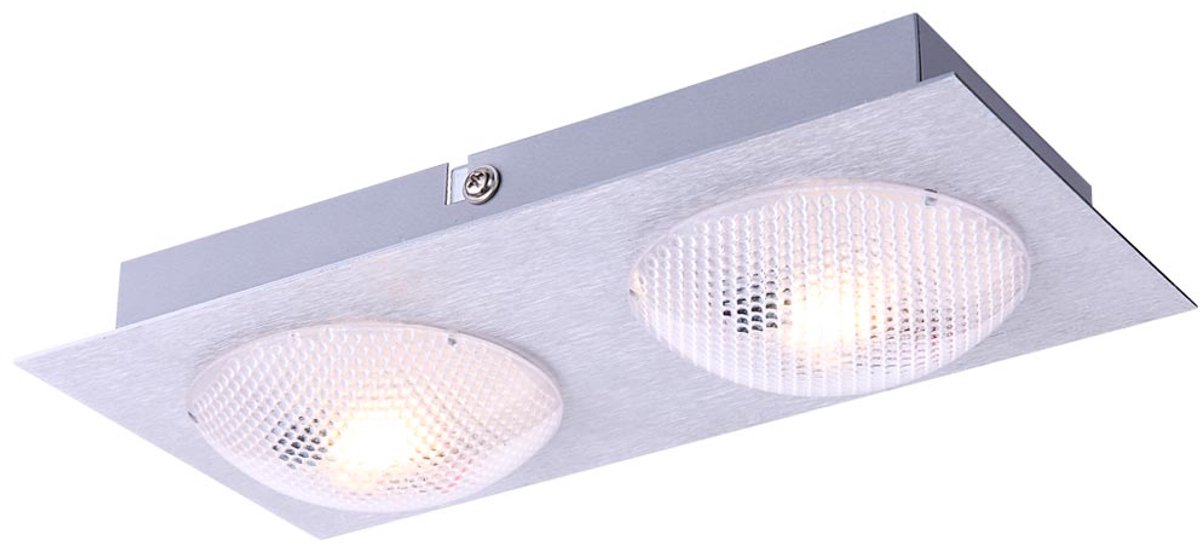 Globo Plafondlamp Wandlamp Woonkamerlamp, 2 vlammen gesatineerd, LED 5W 345Lm warm wit, LxBxH 22x11x5cm zilver