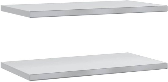 Étagères murales The Living Store 2 pcs 75x40x3 cm acier inoxydable couleur argent - Étagères murales flottantes - Étagère murale en acier inoxydable - Décoration murale - Étagère murale de rangement - Étagère murale multifonctionnelle