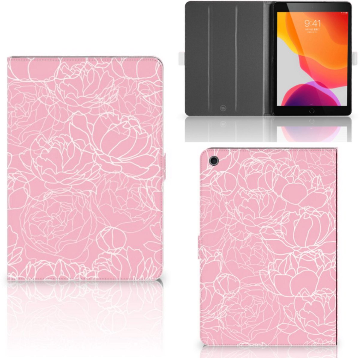 iPad 10.2 2019 | iPad 10.2 2020 | 10.2 2021 Tablet Cover White Flowers