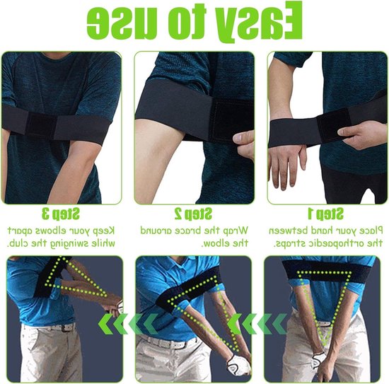 2 Stuks Golf Swing Trainingsarmband, Arm Tape Swing Trainer, Houdingscorrectie Oefenriem voor Beginners in Zwart en Wit, Verbeter je Golftechniek en Stabiliteit — afbeelding 3