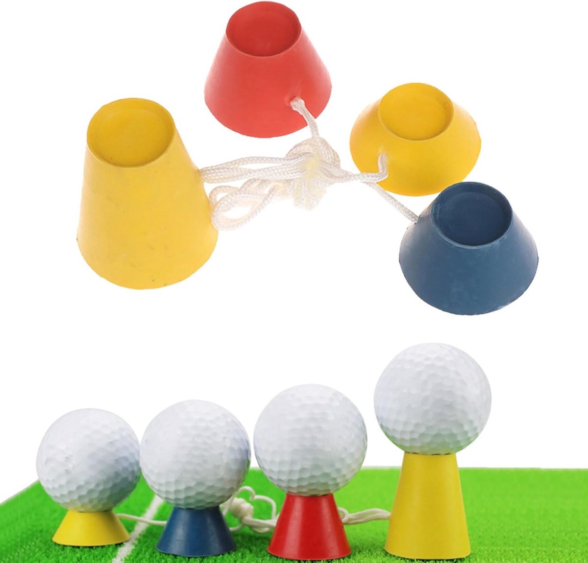 Set van 4 Golf Tees van Plastic in Diverse Hoogtes voor Binnen en Buiten Gebruik, Ideaal voor Golftraining en Oefeningen
