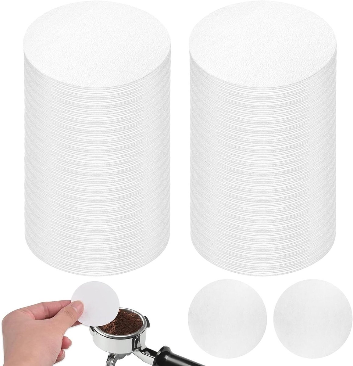 Ronde Koffiefilters van 58.5mm - 500 Stuks, Geschikt voor Espresso, Moka Pot en Koffiemachines, Ideaal voor Cafés en Restaurants