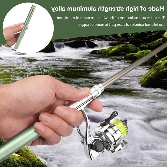 Draagbare Mini Visspullen: Inklapbare Penvormige Visstok met Rollewiel voor Gemakkelijk Vissen — afbeelding 2