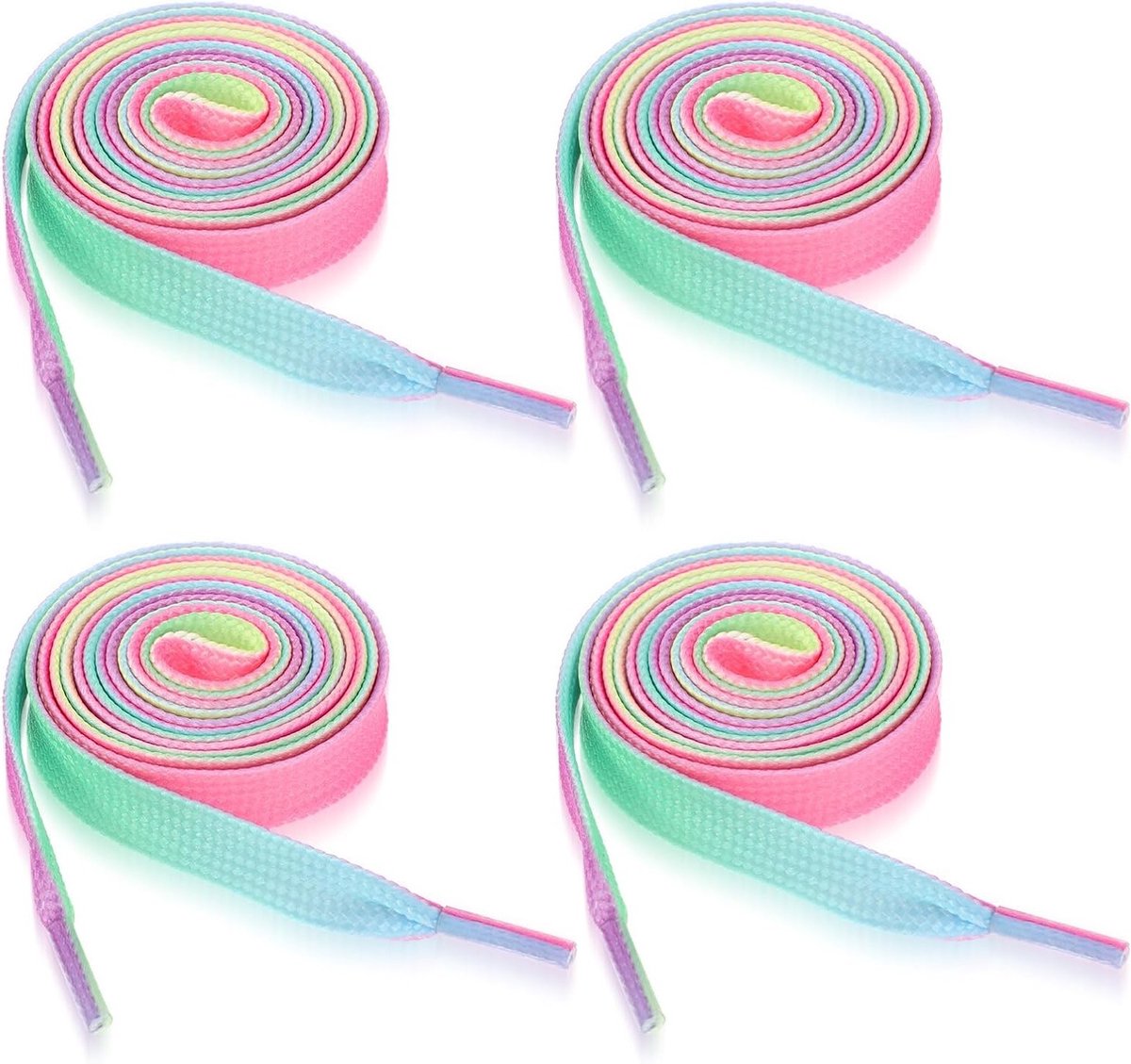 Set van 8 Kleurige Regenboog Veters van 120 cm voor Sneakers, Hardloopschoenen en Sportschoenen met Kleurverloop