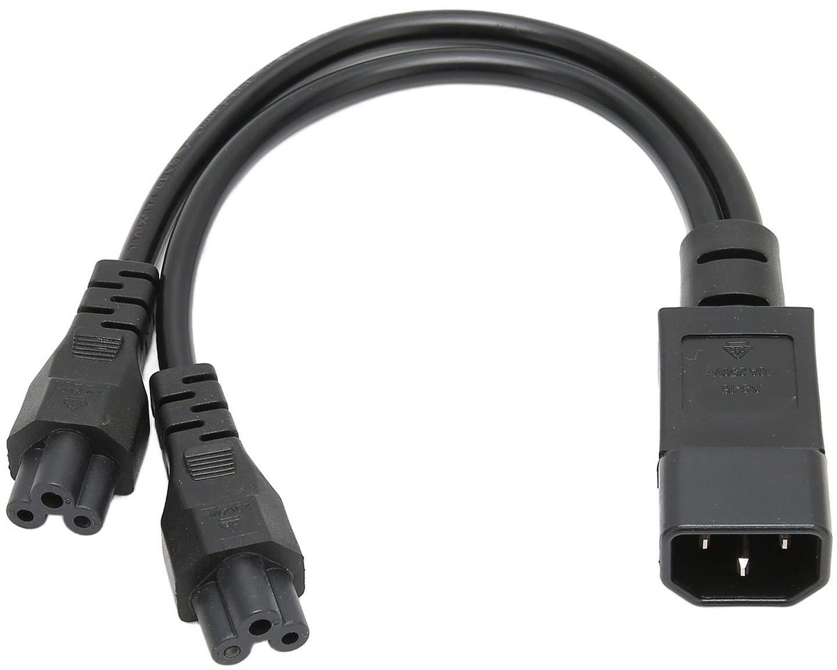 Splitter Power Plug Cord 10A 250V IEC320 C14 naar Dual C5 Female Connector