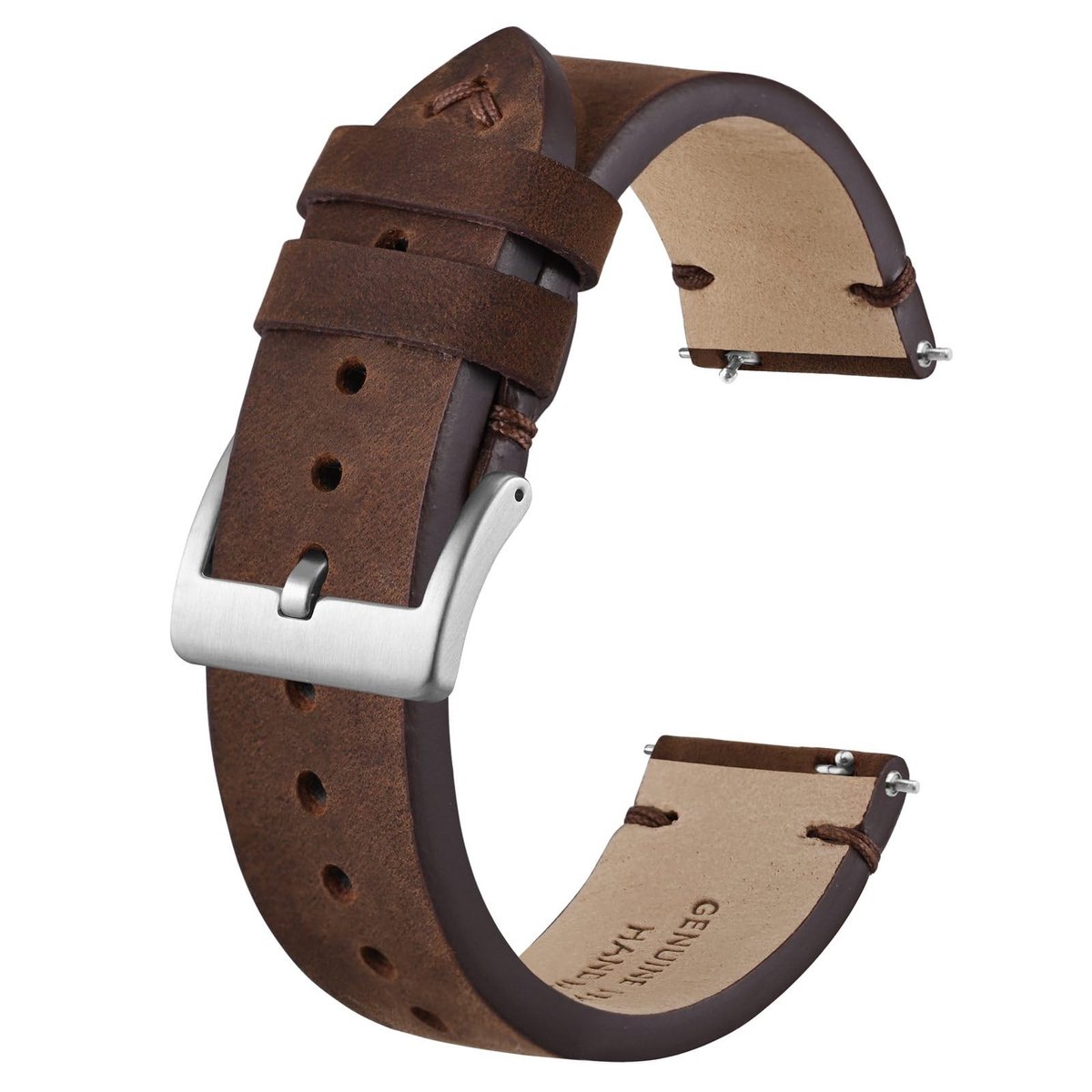 Allecto - Lederen horlogeband - Vervangende horlogebanden - Snelsluiting veerstangen - 18 20 22 mm - Horlogeband voor heren - Luxe uitstraling