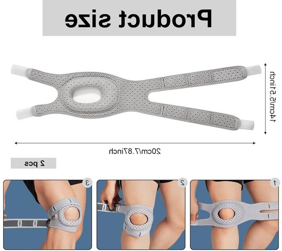 Set van 2 Verstelbare Kniebandages voor Mannen en Vrouwen met Antislip Strips en Vergrote Ring, Ideaal voor Hardlopers, Artrose en Knieblessures — afbeelding 2
