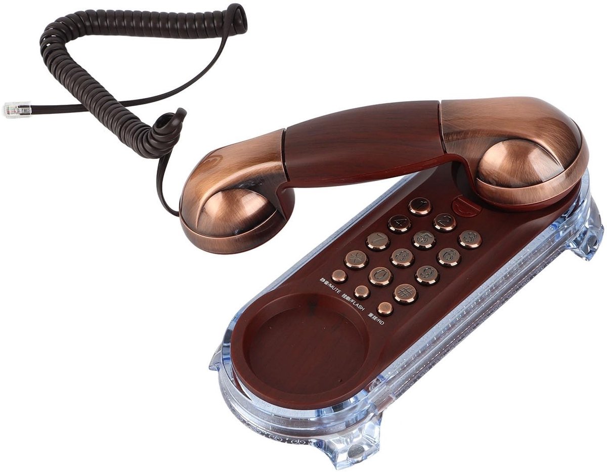 Allecto - Retro Cordless Phone - Luxe Wandtelefoon - Rood Koper - Antieke Telefoon - Decoratief voor Thuis en Kantoor
