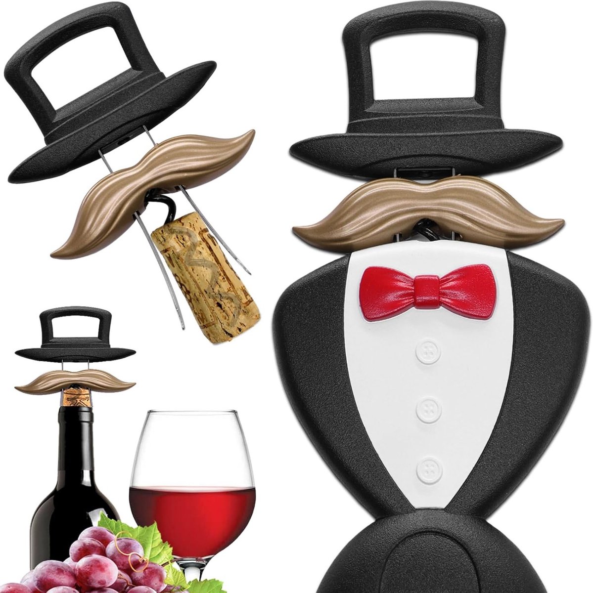 Elegante Wijnopener in Britse Stijl, Dubbele Prong Kurkentrekker voor Wijnliefhebbers, Perfecte Cadeaus voor Mannen en Wijnverzamelaars