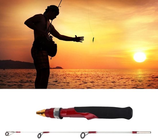 Allecto - Mini Fishing Rod - Ice Fishing - Ultra Light - 50cm - Shrimp Rod - Ideaal voor winterse visserij - Vouwbare telescopische hengel — afbeelding 3