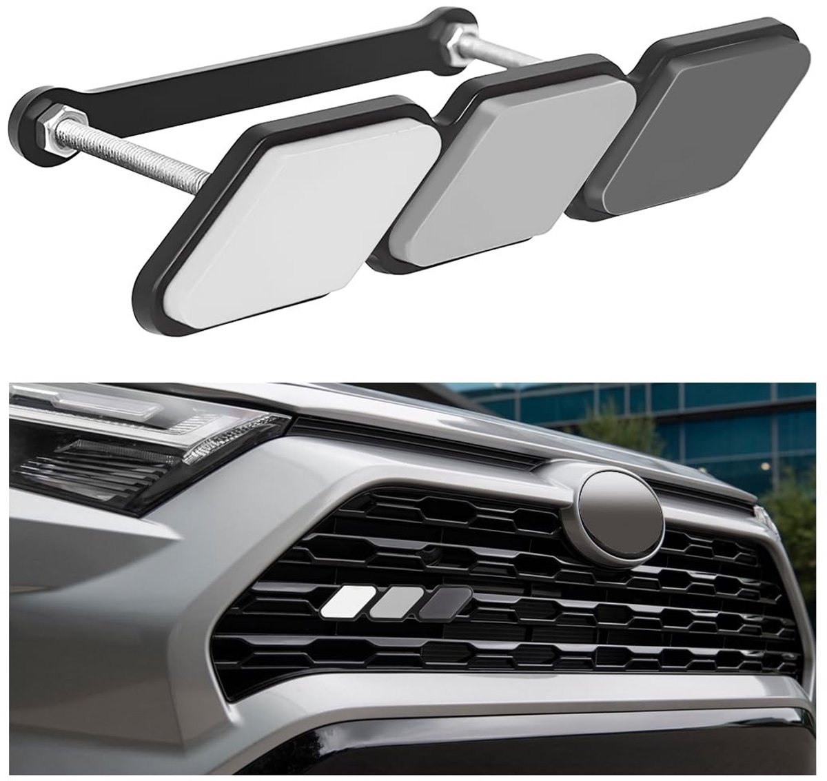 aladdien - Grille-embleem - Auto-accessoires - Driekleurig ontwerp - Universeel - Vrachtwagenlabelsticker - Geschikt voor Toyota en meer - Acryl mat..