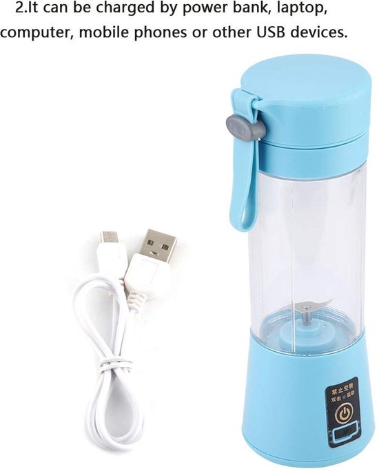 Allecto - Elektrische fruitbeker - Draagbare mixer - Afneembare basis - Blauw - Multifunctionele blender - Geschikt voor gymzaal en keuken - Mini b... van Allecto — afbeelding 3