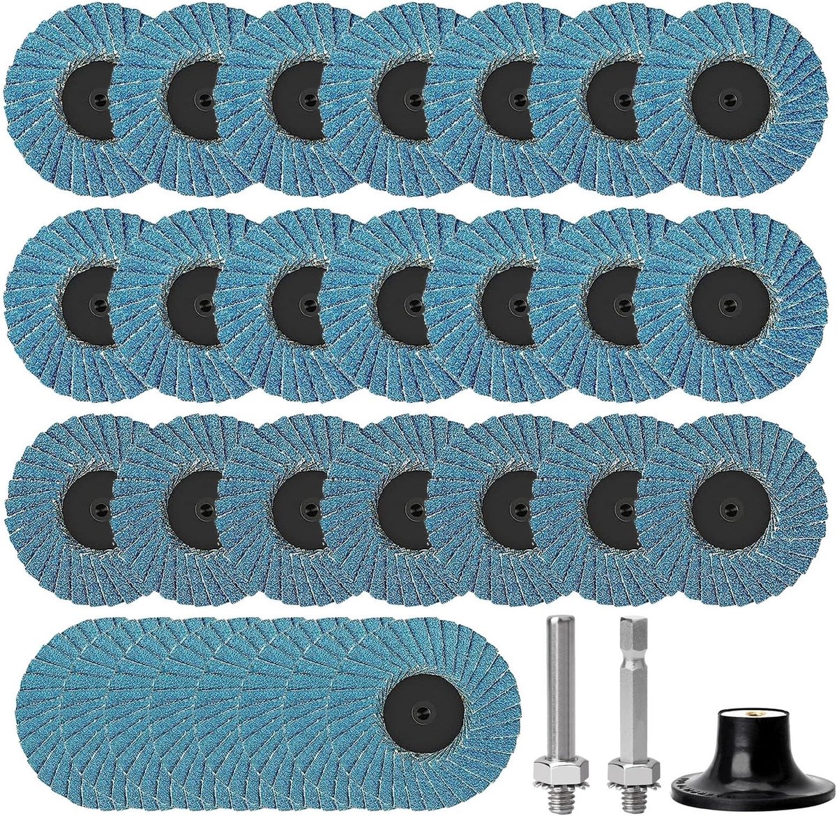 ONF3 - Impeller discs 50 mm - Schuurdiscs - Voor metaal en hout - Grit 40/60/80/120 - Set van 32 - Geschikt voor slijpen en schuren - Zirconia c...