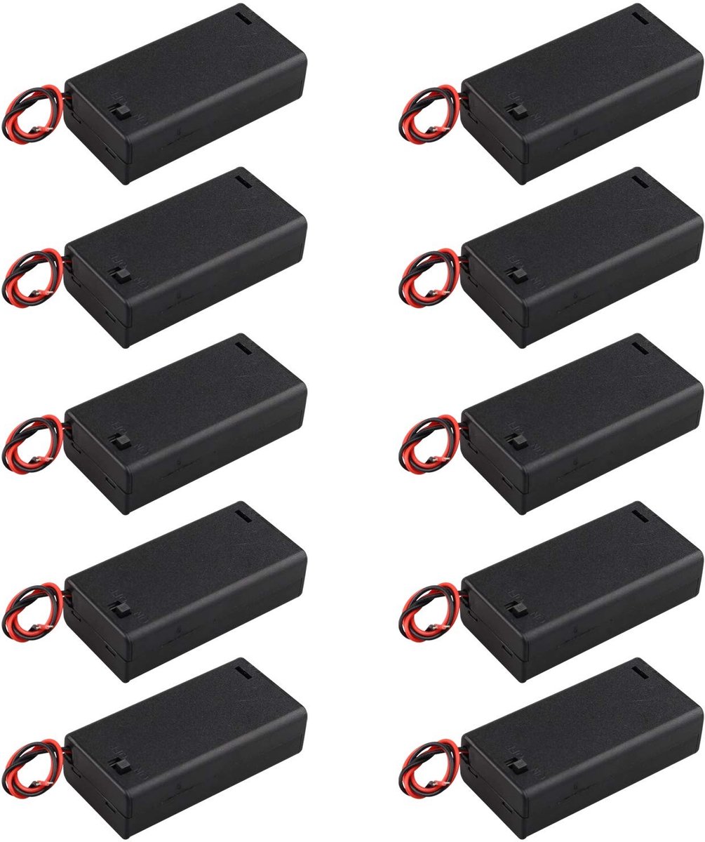 aladdien - AA 3V Batterijhouder met Schakelaar - Voor Elektronica en DIY Projecten - Handig en Betrouwbaar - 10 Stuks - Geschikt voor Diverse Toepas..