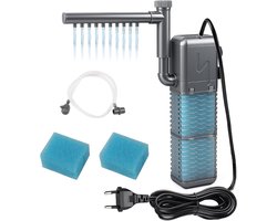 Aquarium Filter 9W 800L/H voor Kleine Tanks tot 50L met 2 Vervangbare Sponsen en Verstelbare Pomp voor Optimale Watercirculatie