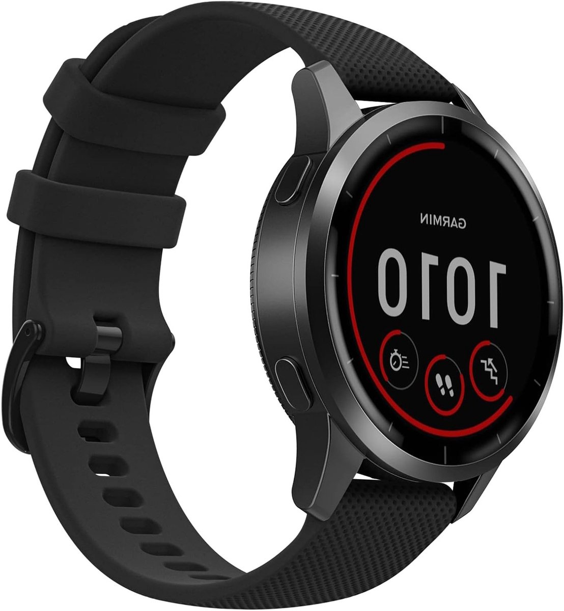 Zachte silicone sporthorlogeband 22mm voor Garmin Vivoactive 4, Forerunner 255 en Venu 2 - Zwart, vervangbare band voor actieve levensstijl, comfortabel en duurzaam