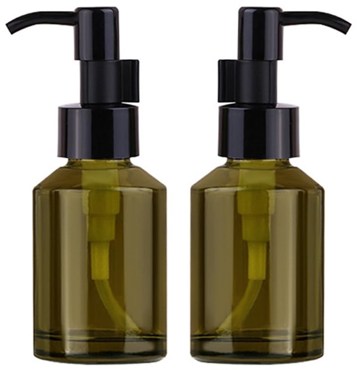 Allecto - Groene Glazen Lotion Pompflessen - Herbruikbare Dispenser voor Essentiële Olie - 60ml - Luxe en Functioneel - Perfect voor Thuisgebruik -..
