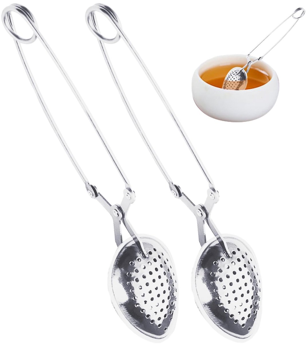 ONF3 - RVS Theelepels - Theegereedschap - Lange Handgreep - Set van 2 - Ideaal voor Kruidenballen - Perfect voor Thee - Geschikt voor Keuken - R...